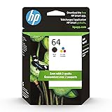 HP 64 Black/Tri-color Ink Cartridges (2-pack) | Works with HP ENVY Inspire 7950e; ENVY Photo 6200, 7100, 7800; Tango Series | Eligible for Instant Ink | X4D92AN