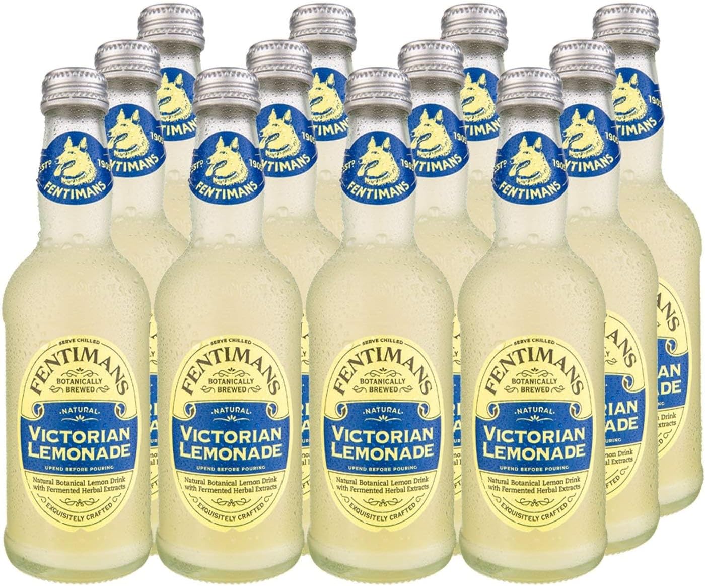 Fentimans Traditional Victorian Lemonade - Botanically Brewed Lemonade with Lemon Juice - Exquisitely Crafted & Refreshing Soft Drinks - Gluten-Free and Vegan Friendly Soft Drinks - 12 x 275ml Bottles