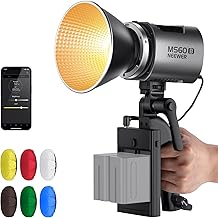 NEEWER MS60B LED Video Light with 6 Color Diffusers Kit, 65W Mini COB 2.4G/APP Control Bi Color 2700K-6500K Continuous Output Lighting 40000lux/m CRI97+ TLCI98+ 12 Scenes, PWM Dimming, Bowens Mount