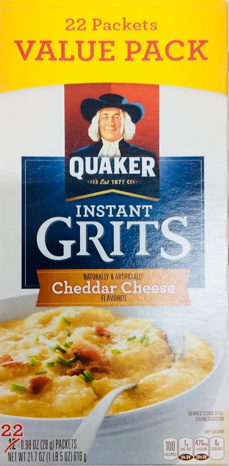 Quaker Instant Grits Cheddar Cheese, 22 packets