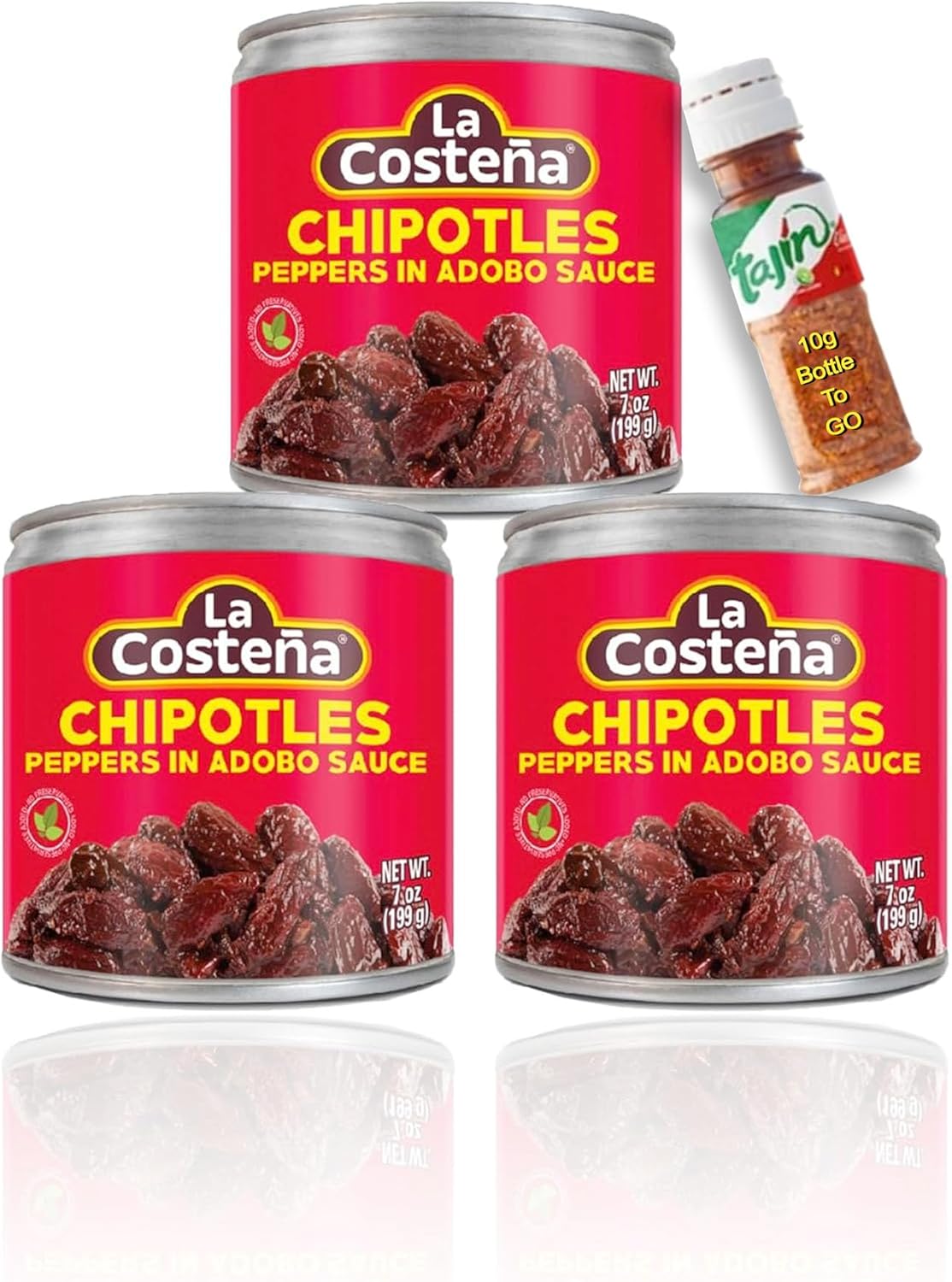 3x La Costena Chipotle Peppers In Adobo Sauce 7Oz Can - 199g including To-Go Lime Seasoning