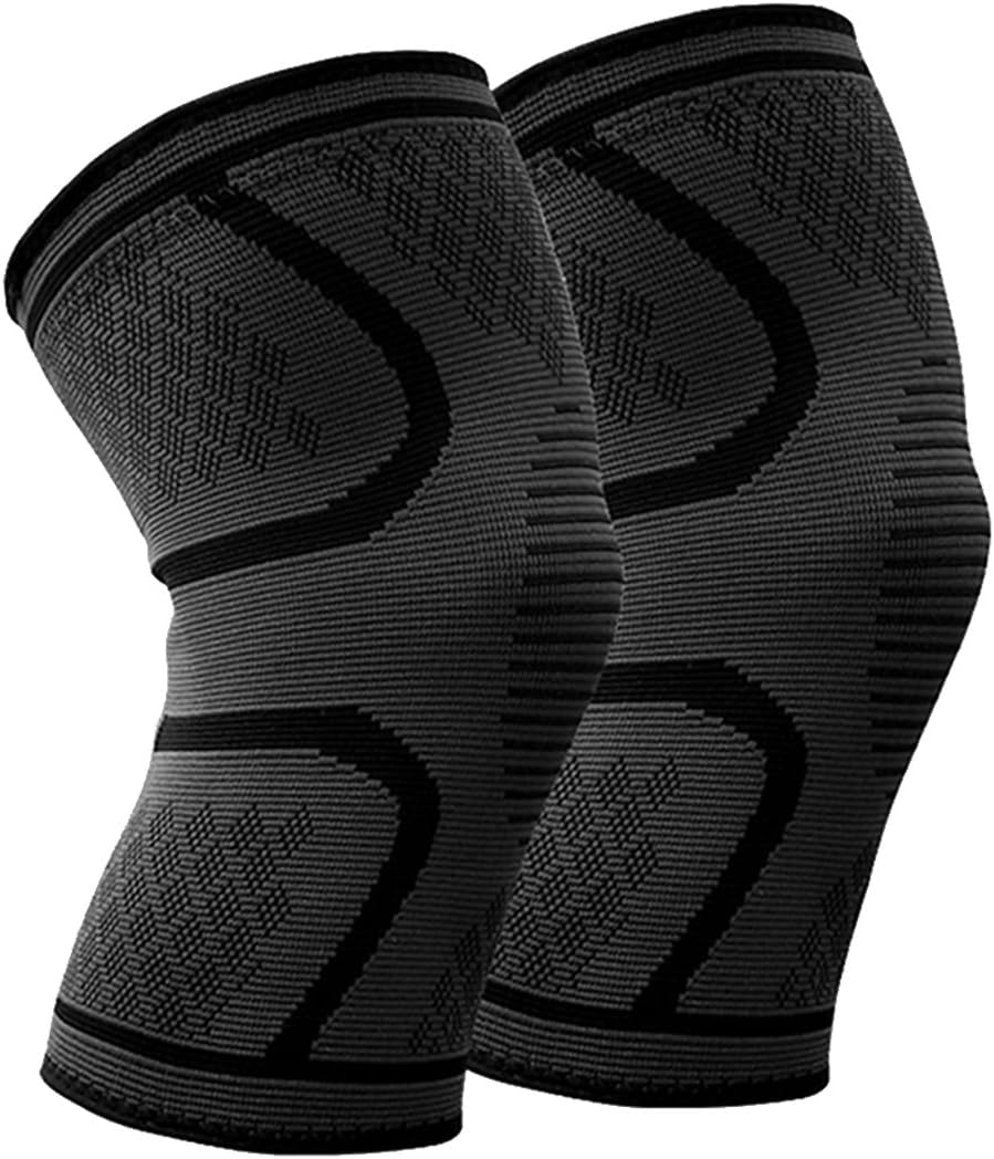 BESKEY Knee Support (Pair) Anti Slip Knee Brace Elastic Breathable Knee Compression Sleeve Help Joint Pain Relief for Arthritic Sufferer and Recovery from Injuries Fit for Sports (M, Black)
