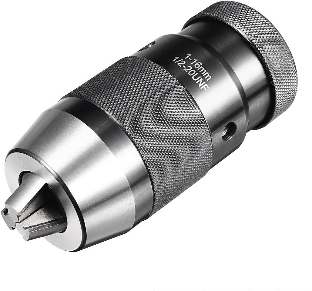uxcell Keyless Drill Chuck 1/2-20UNF Threaded Mount Adjustable 1/32"-5/8" 3-Jaw for Lathes Milling Drilling Machine