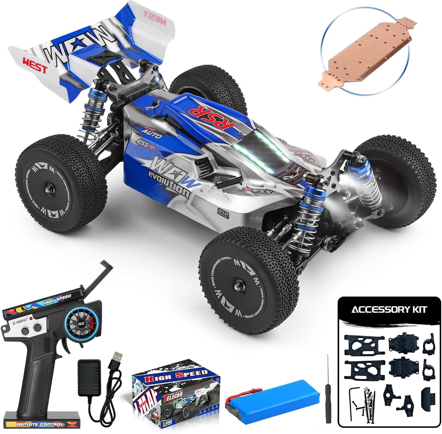 CKYSCHN WLtoys 144011 Fast RC Cars, 65KMH Hobby RC Trucks with Cool Lights, 1/14 4x4 Fast Remote Control Car, Off Road Hobby RC Car Boys Adults