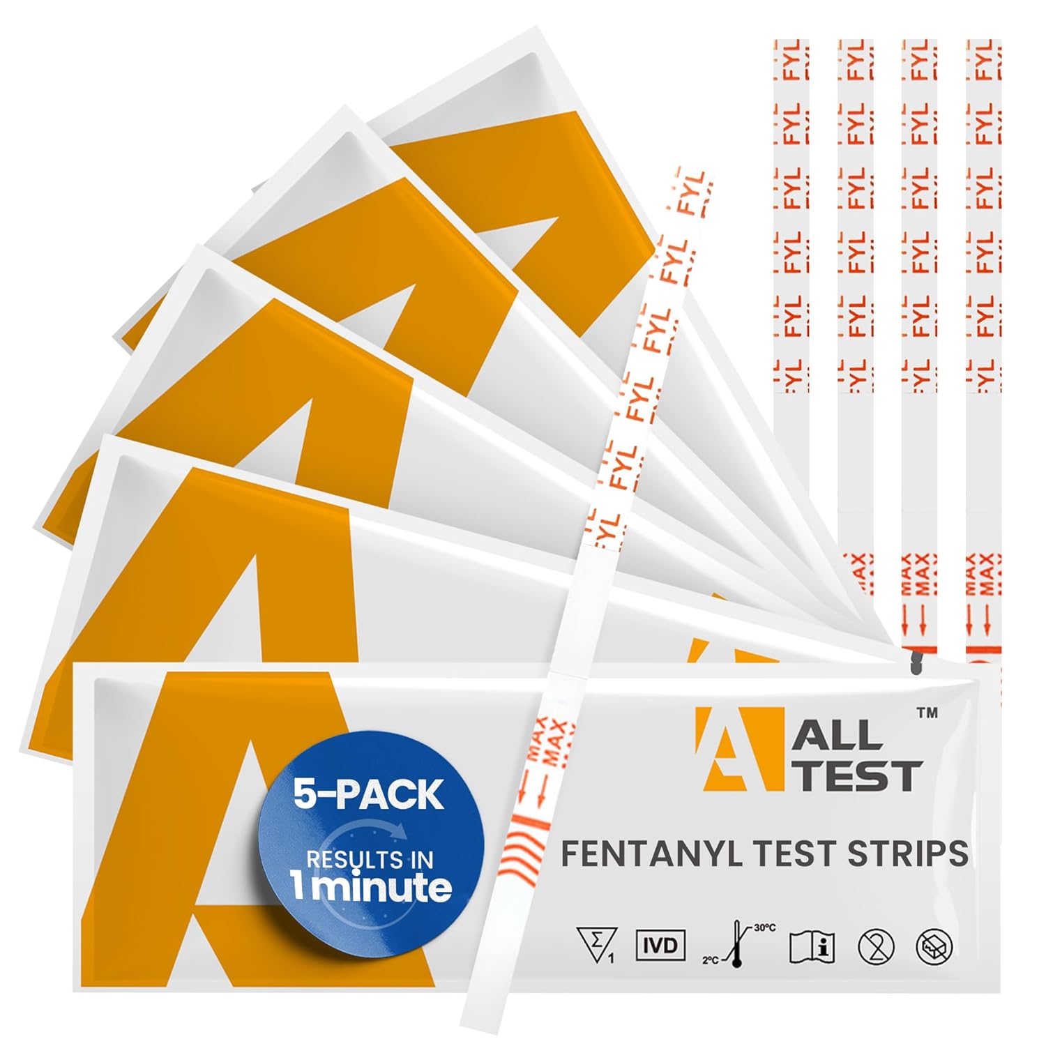 Fentanyl Test Kit – Fentanyl Test Strips for Powder and Liquid, Easy to Use Rapid Fent Test Strips for Safety, Reliable Fentanyl Drug Test Strip for Accurate Results, Fentanyl Testing Strips - 5 Pack