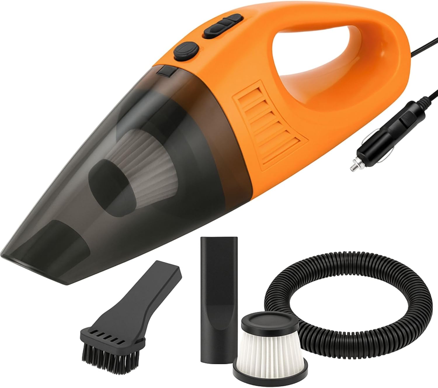 Portable Handheld Car Vacuum Cleaner – High Power DC 12V, Lightweight Mini Vacuum with 16ft Cord & Multi Attachments, Small Dust Buster for Car and Home Cleaning