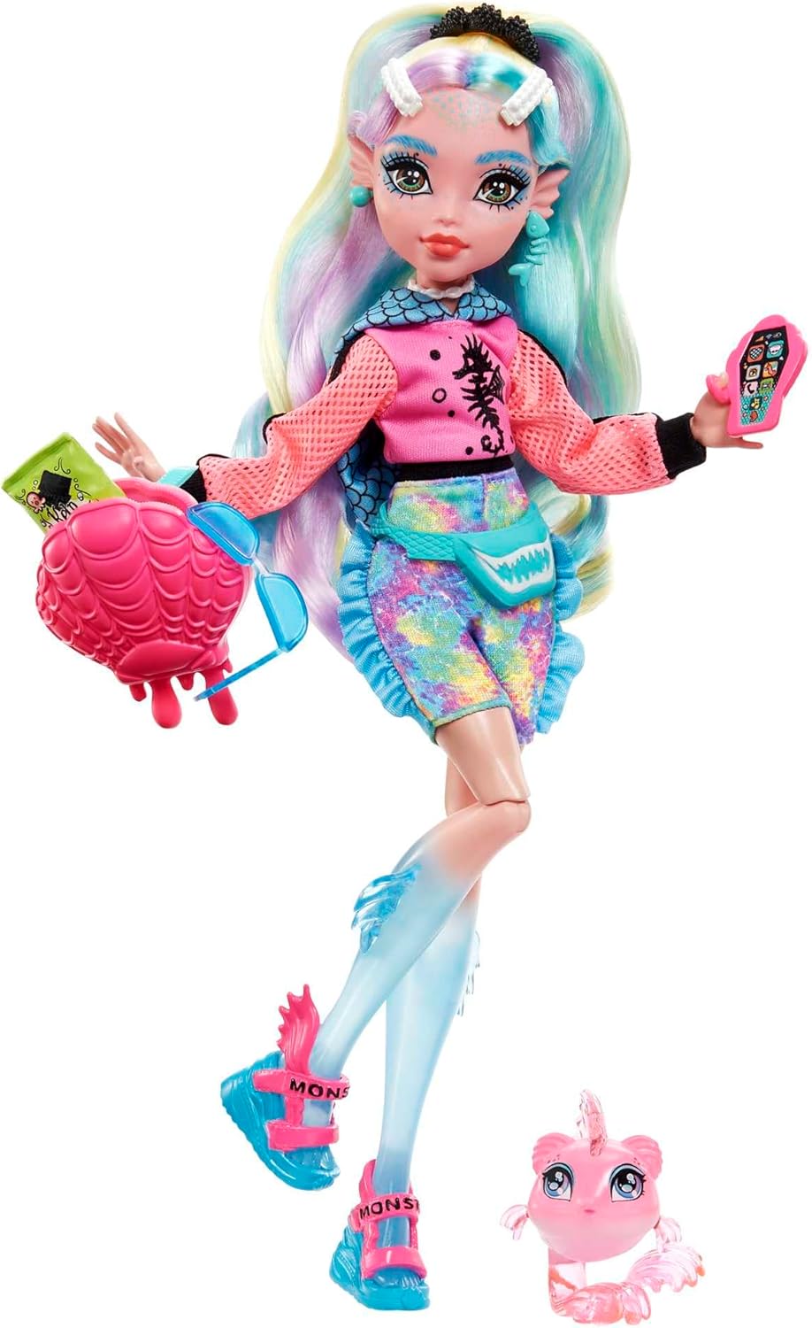 Monster High Doll, Lagoona Blue with Accessories and Pet Piranha, Posable Fashion Doll with Colorful Streaked Hair, HHK55