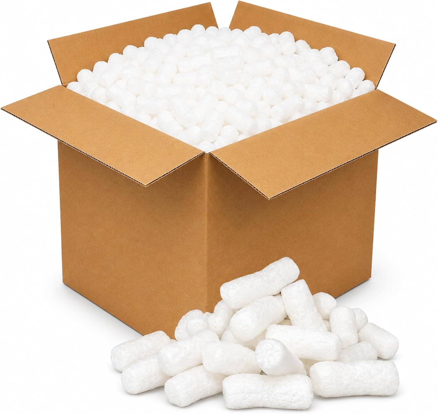 Biodegradable Packing Peanuts White Eco Loose Fill Chips, Compostable Water Soluble Void Filler Protective Packaging for Parcels, Shipping, Moving Boxes & Fragile Items (1 Cubic Ft)