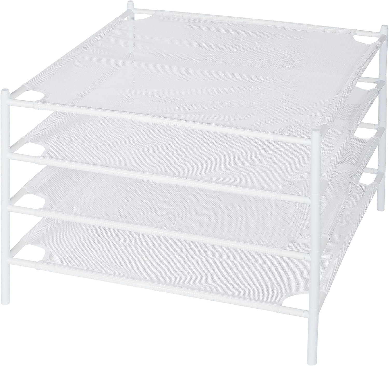 STORAGE MANIAC Sweater Drying Rack, Mesh Clothes Drying Rack, Stackable Laundry Drying Rack, Lay Flat Dryer for Delicates, Portable Dry Rack for Indoor or Outdoor, White, 4-Pack