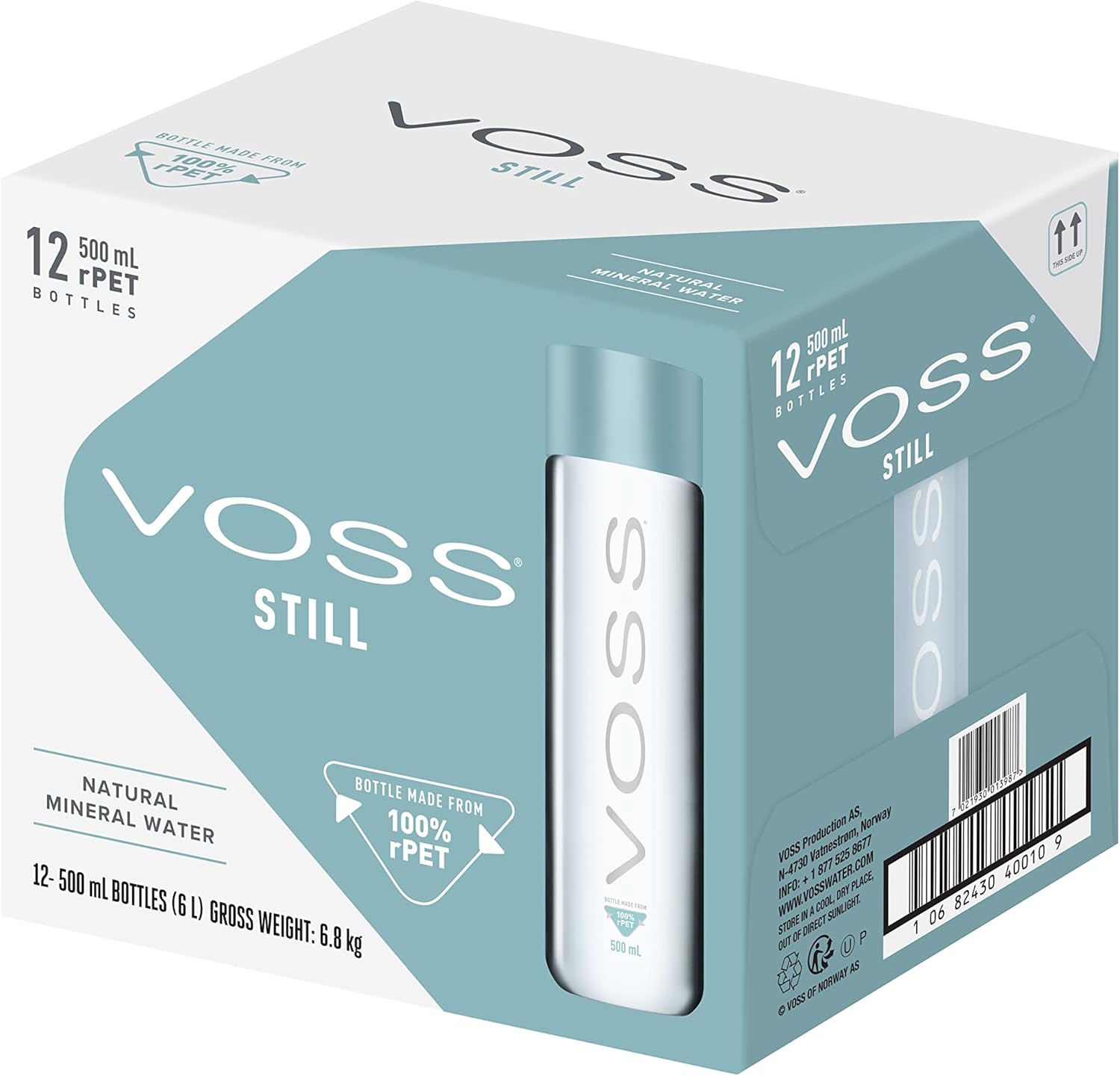 VOSS Still Water, Pack of 12 x 500ml PET Bottles, Natural Mineral Water
