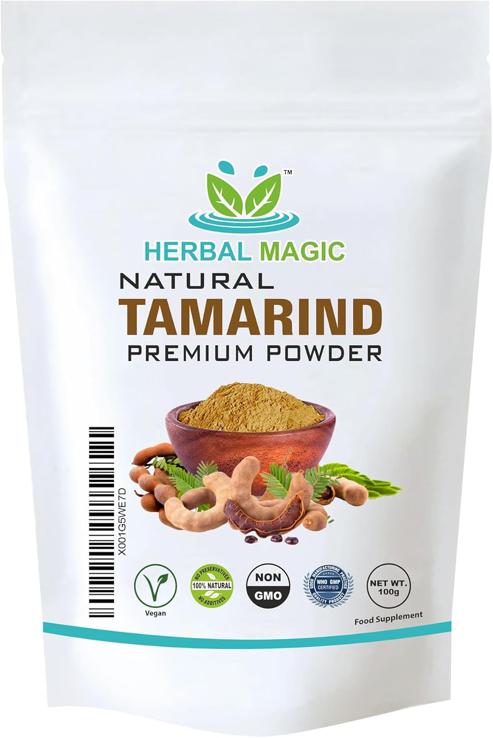 Herbal Magic's Pure & Natural Tamarind/Imli Powder, Spray Dried - Rich & Vibrant Smoothies, Shakes, Juices, Baking - Free from Artificial Flavour & Preservatives - 100g