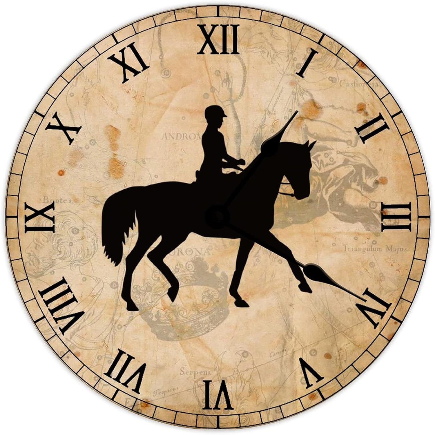 ArogGeld Dressage Rider Horse Wooden Clock Animal Silhouette Lover Gift Wall Silent Non Ticking Retro Farmhouse Decor for Living Room Bedroom Birthday Gift, White, 30X30 (o62ccjoxfdg1)