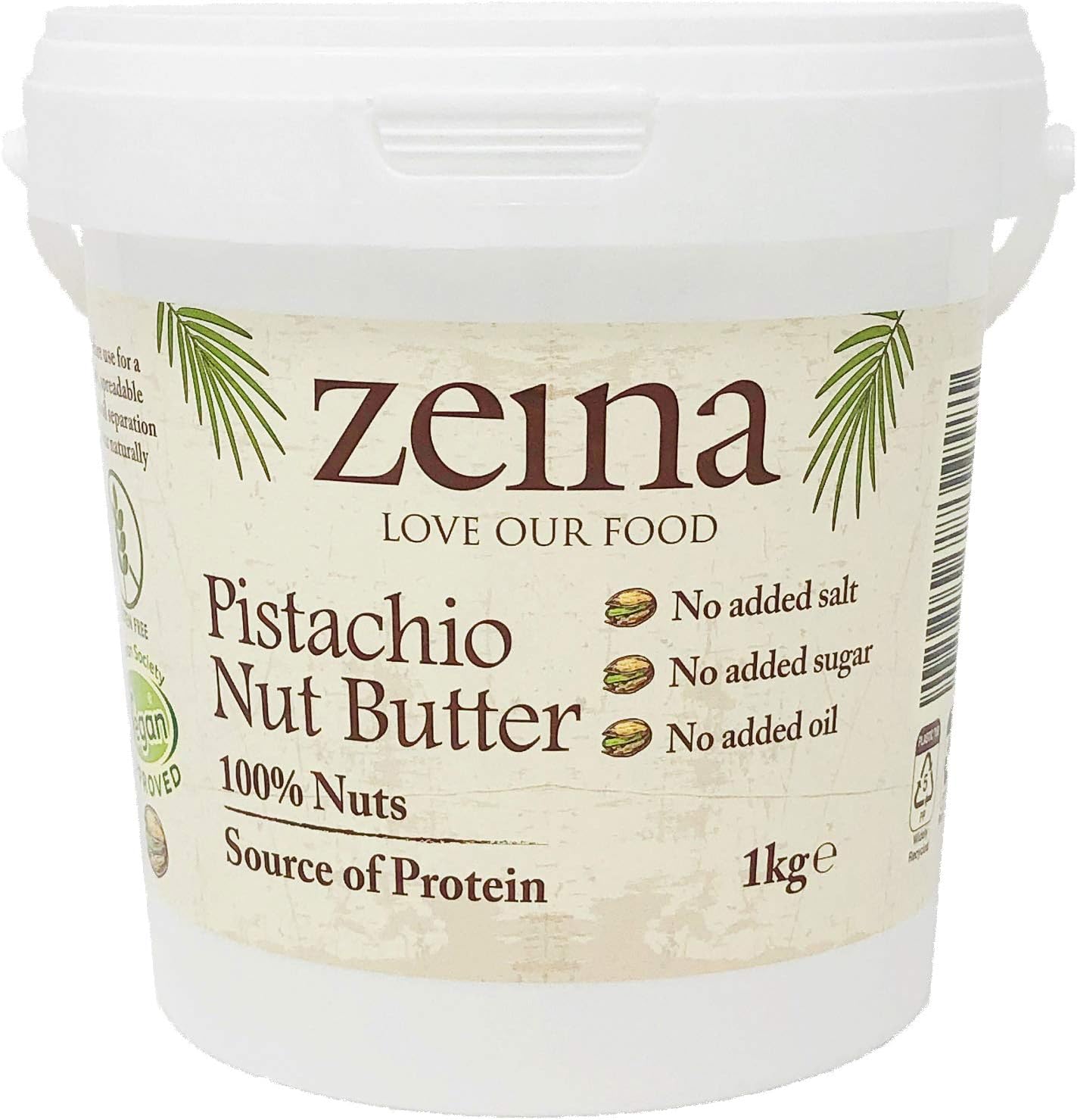 Zeina 100% Pistachio Nut Butter (1Kg) - Vegan and Kosher Approved Pistachio Butter for Snacks, Cooking and Baking - NO Palm Oil, Peanut, Sesame and Gluten Free
