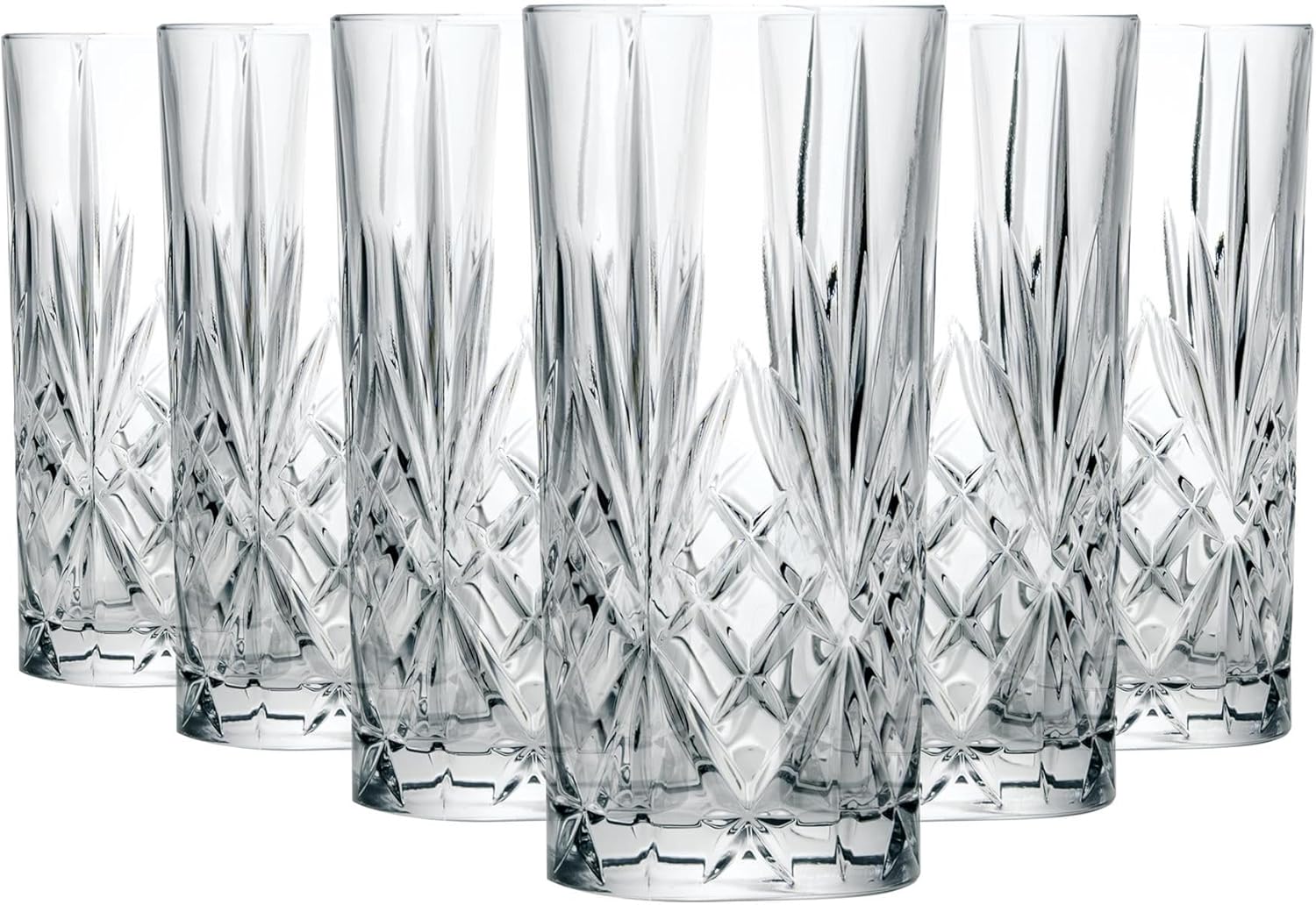 RCR Crystal Melodia Hi-Ball Cocktail Water Tumblers Glasses, 350 ml, Set of 6