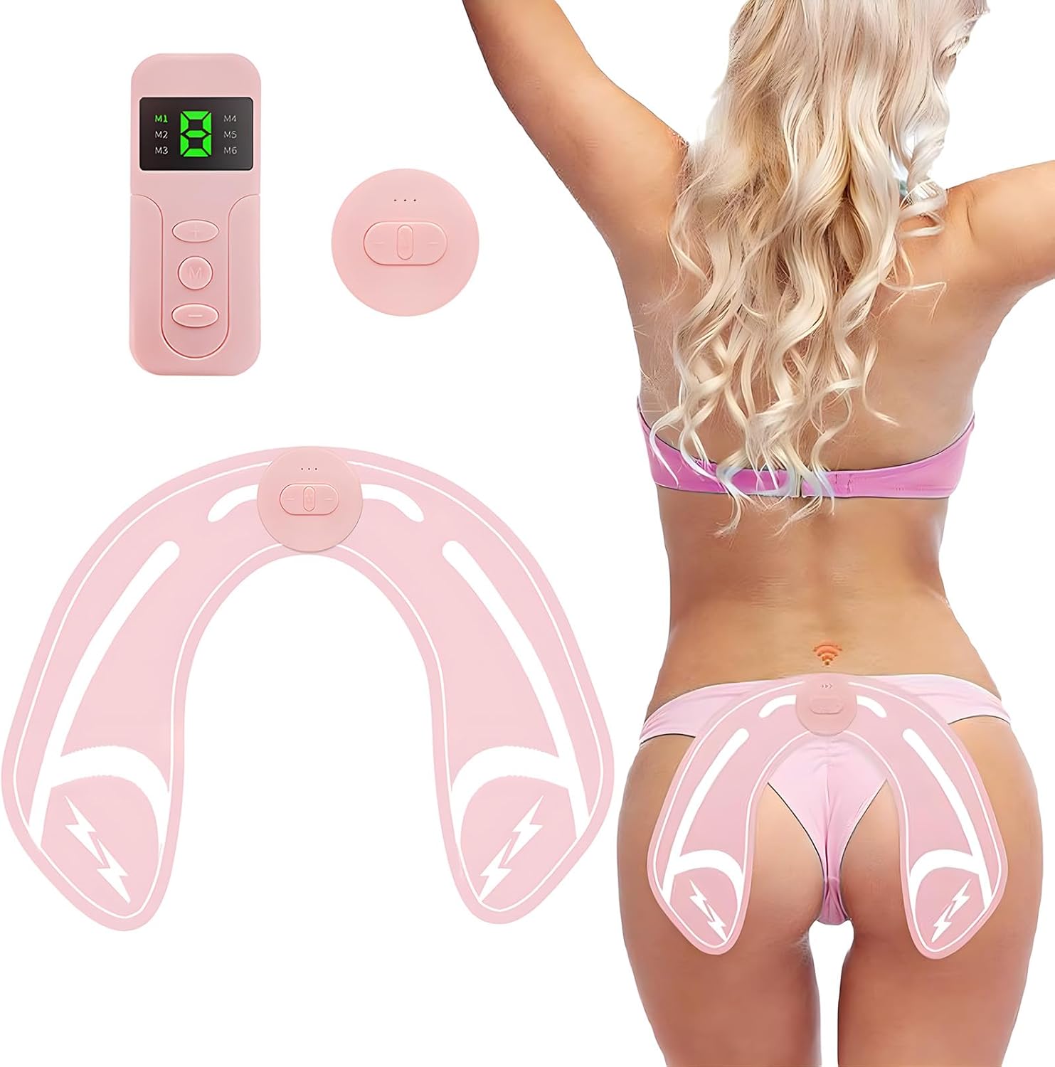 Hoquare EMS Buttocks Hip Trainer, Wireless ABS Abdominal Muscle Stimulator, Full Body Trainer with 8 Modes 10 Intensities, Electronic Trainer Device for Abdomen Waist Leg Arm Hip