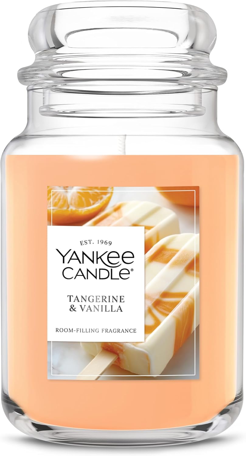 Yankee Candle Tangerine & Vanilla Scented Candle, 22oz Large Jar with up to 150 Hour Burn Time, Giftable