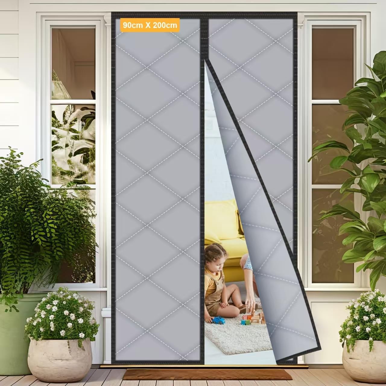 Sylken Thermal Door Curtain 80 X 200cm,Thickened Windproof Waterproof Door Covers Oxford Cloth with Polyester Cotton Warm Winter, Windproof Soundproofing Front Door Curtain for Winter, Grey