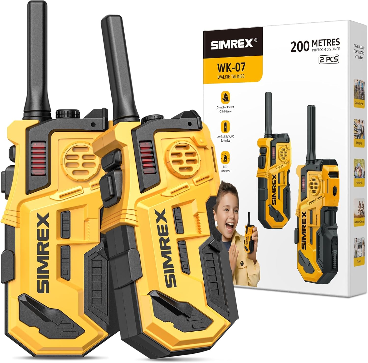 Walkie Talkies for Kids 2 Pack, HD Radio Long Range Walkie-Talkie, Outdoor and Camping Intercom, Ideal for Kids Aged 3-12