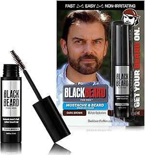 Blackbeard Formula X - Instant, Hypoallergenic, Temporary Color for Men's Facial Hair - Dark Brown, 1-Day Beard Tint, Mustache, Eyebrow & Sideburn Coloring - Temporary Dye - 1 Pack