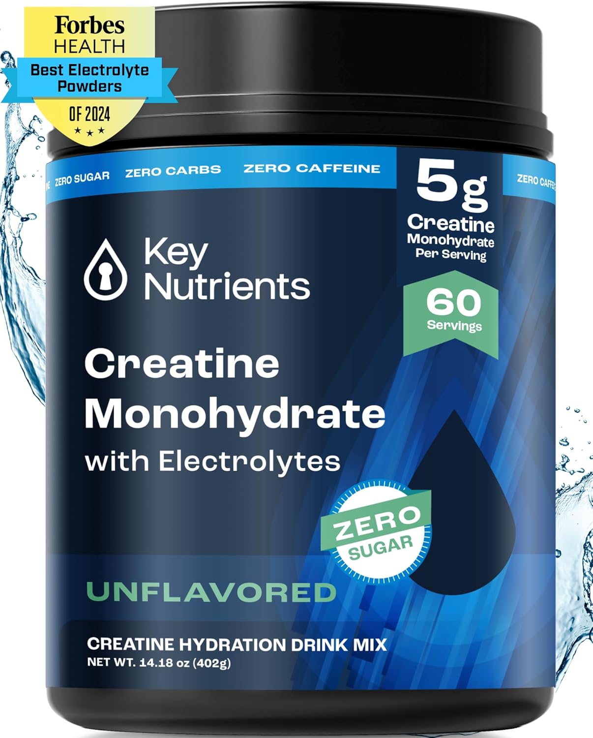 KEY NUTRIENTS Creatine Monohydrate Powder + Electrolytes, 5000mg Creatine Powder, Micronized Creatine Monohydrate, Creapure Creatine for Muscle Building & Workout Recovery - 60 Servings, Made in USA