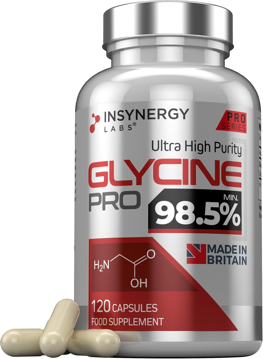 Glycine 650mg Per Capsule (Maximum Dose in UK) Superior 98.5% Purity x 120 Vegan Capsules, L Glycine Powder Supplement Amino Acid Supplements