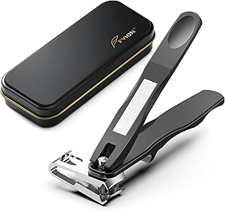 FVION Free Rotating Nail Clippers for Seniors, Adjustable Jaw Large Fingernail Clippers, Toenail Clippers for Thick Nails - Black