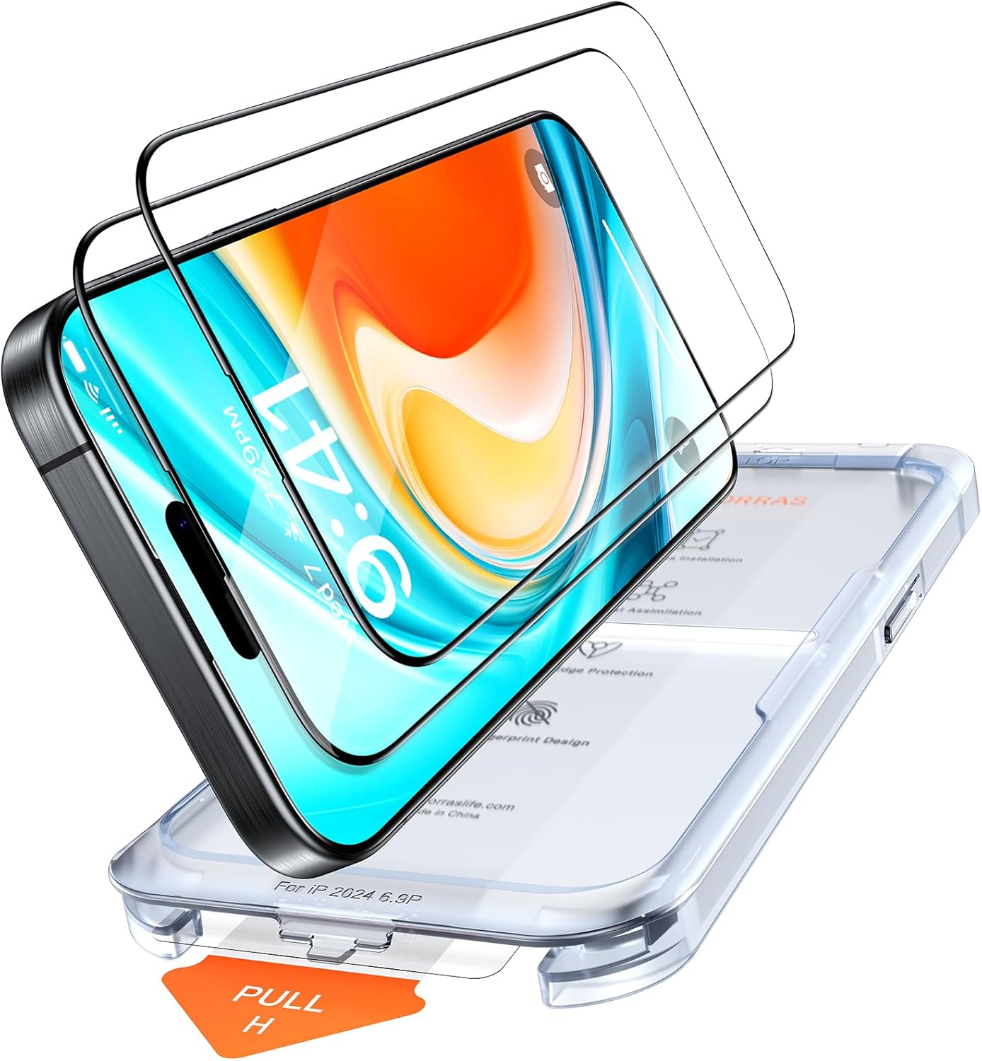 TORRAS Military-grade aerospace glass for iPhone 16 Screen Protector [9H＋Unbreakable from 12-foot Drop,Longest Durable],GlassGo X Glass for iPhone 16,2 Packs