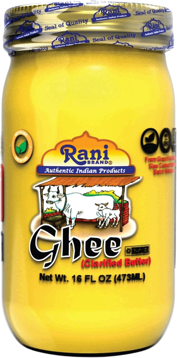 Rani Ghee Pure & Natural from Grass Fed Cows (Clarified Butter) 16oz (1lb) 454g ~ Glass Jar | Paleo & Keto Friendly | Gluten Free | Product of USA