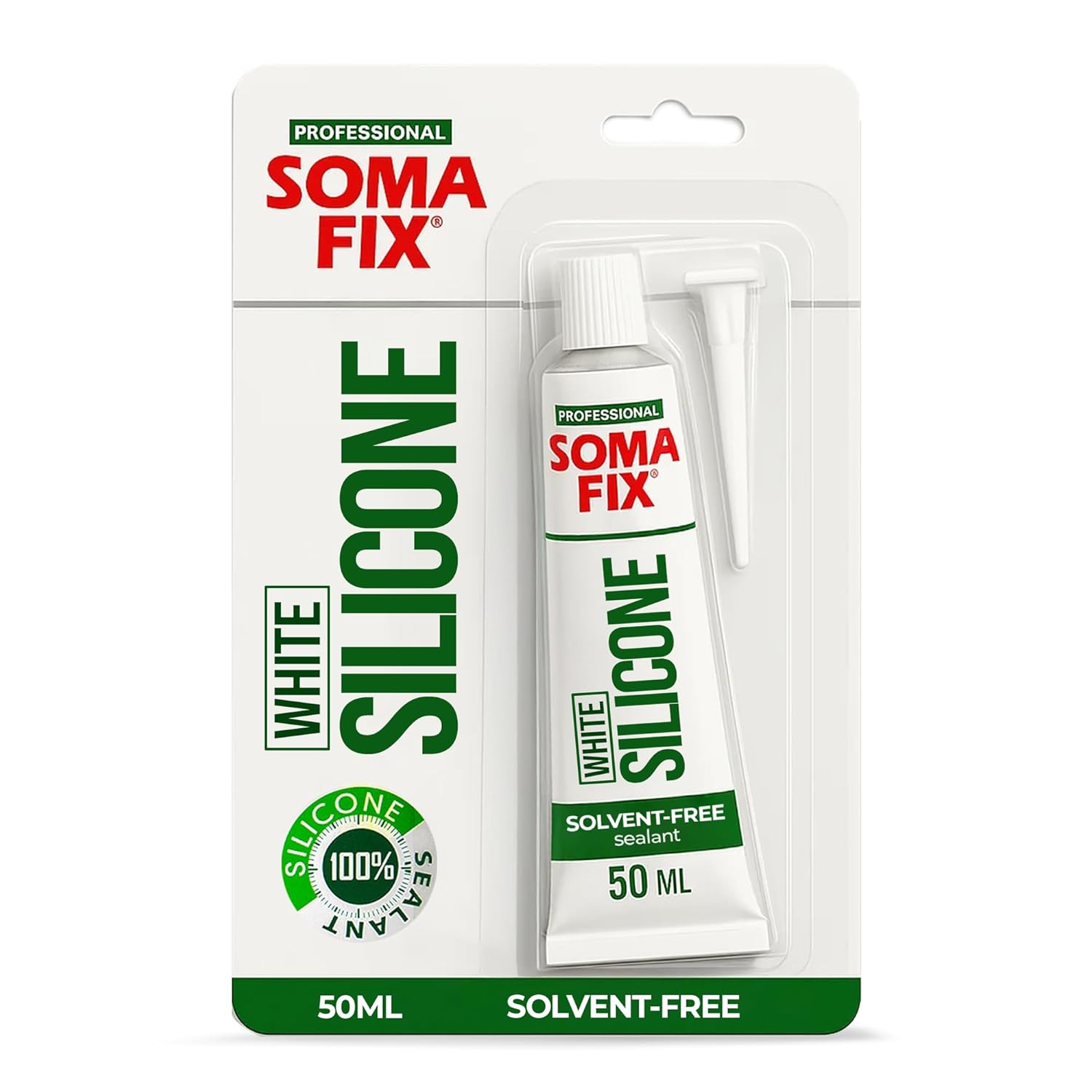 Silicone Sealant - Flexible Silicone Tube for Wood, Parquet, Bathroom, Sink, Windows - Multi-Purpose, Waterproof (White, 50ml)