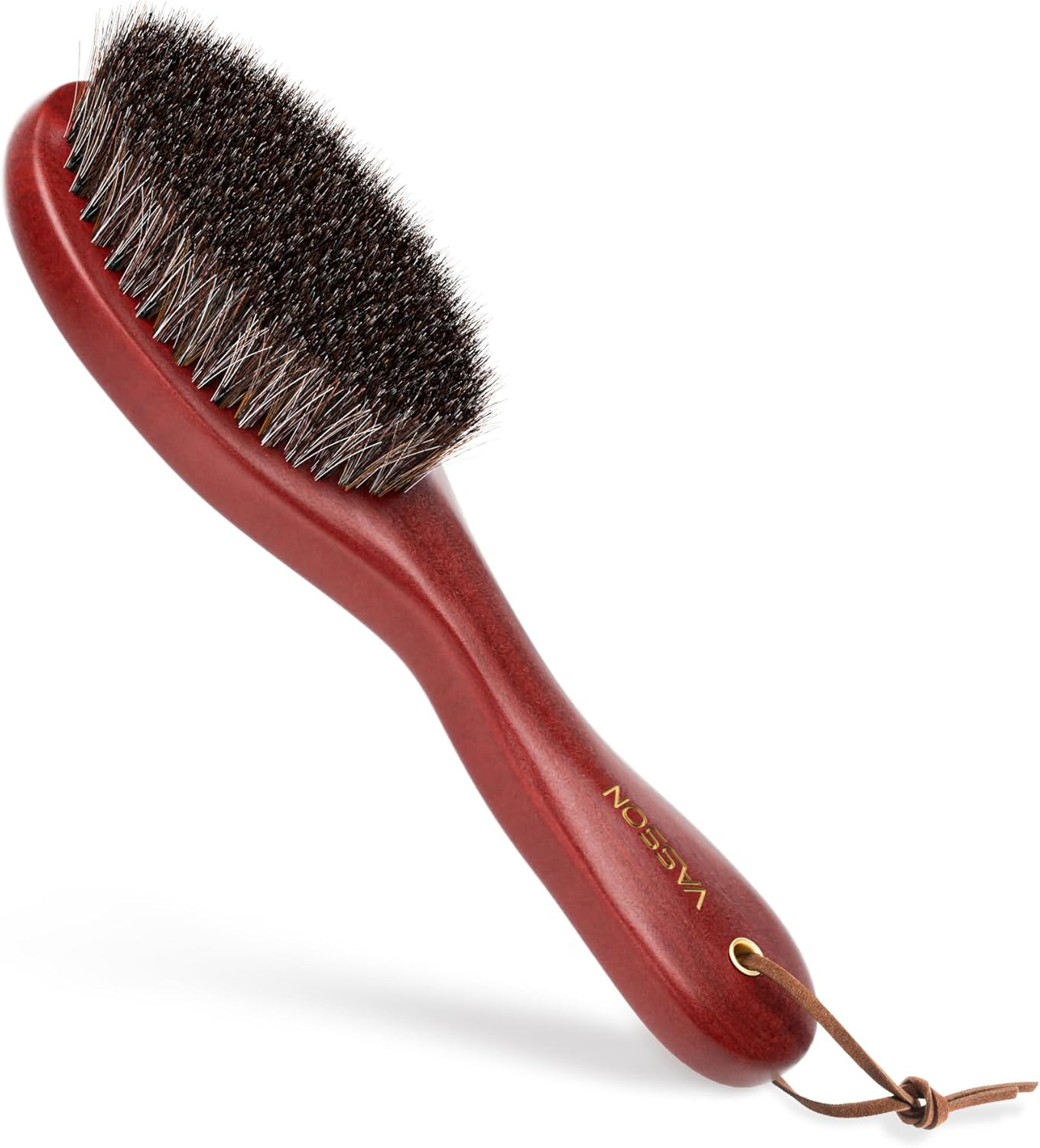 VASSON Clothes Brush, Pure Horse Bristle Garment Brush Removes Lint, Pet Hair, and debris from Jackets, Hats, Hoods, Couch - Solid Beech Wood Handle