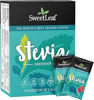 SweetLeaf Stevia Packets - Zero Calorie Stevia Powder, No Bitter Aftertaste, Sugar Substitute for Keto Coffee, Nothing Artificial, Non-GMO Stevia Sweetener Packets, 70 Count