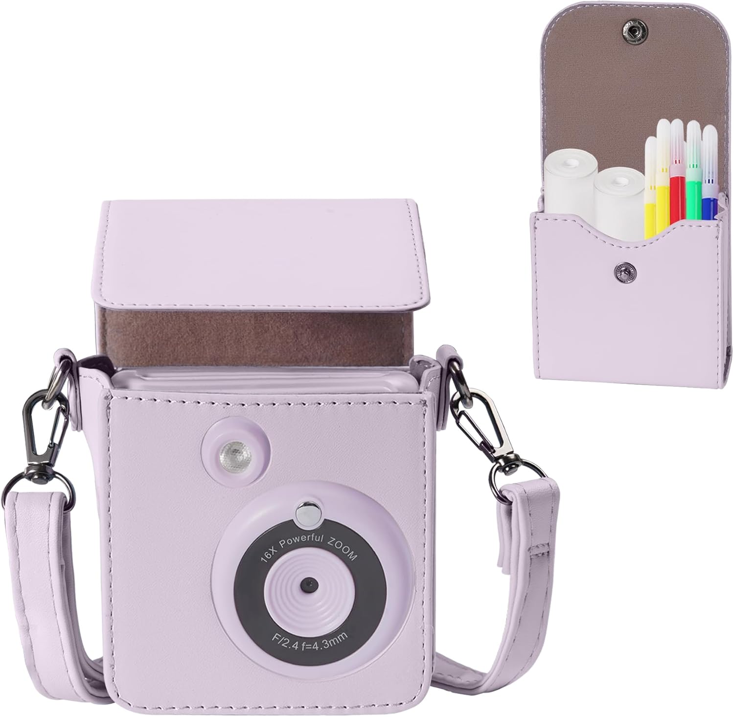 Portable Camera Case for ESOXOFFORE Instant Camera with Pouch in Same Colour for USB Cable and Coloured Pencils (Box Only) (Purple)