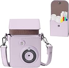 Portable Camera Case for ESOXOFFORE Instant Camera with Pouch in Same Colour for USB Cable and Coloured Pencils (Box Only) (Purple)