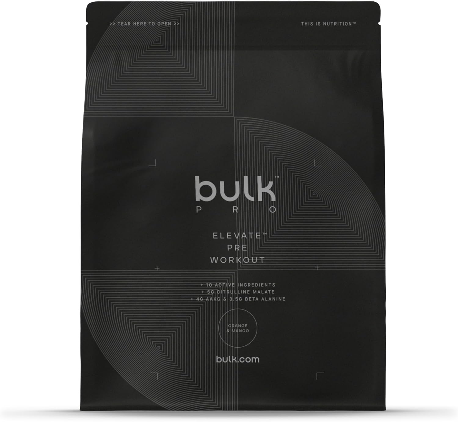 Bulk Elevate, Pre Workout Supplement Powder, Orange and Mango, 660 g, Packaging May Vary