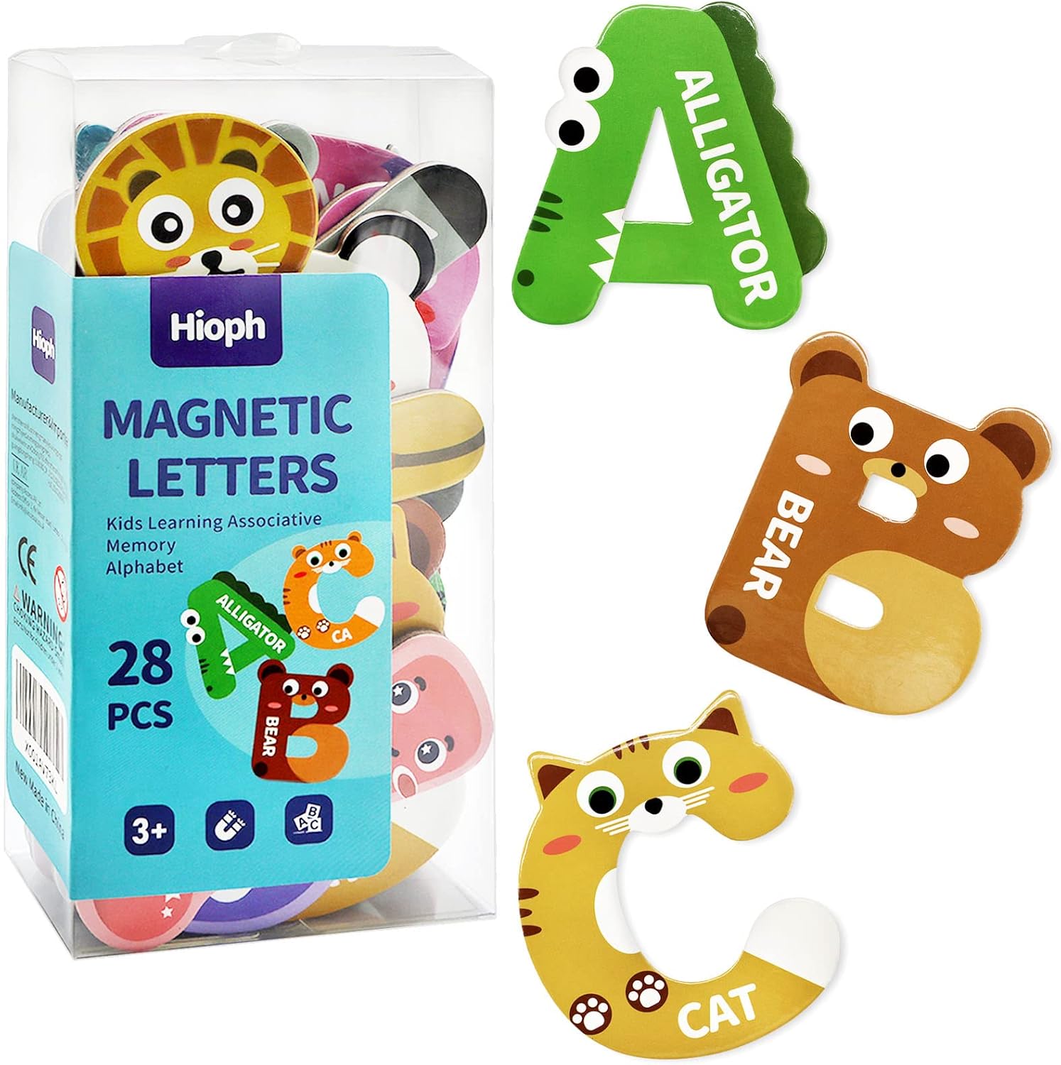 Hioph Large Magnetic Letters for Kid Magnets Fridge Animals Alphabet Toys, Children Magnetic Refrigerator Uppercase ABC Alphabet Cute Spelling Learning Game Toys for Baby Toddler Preschool