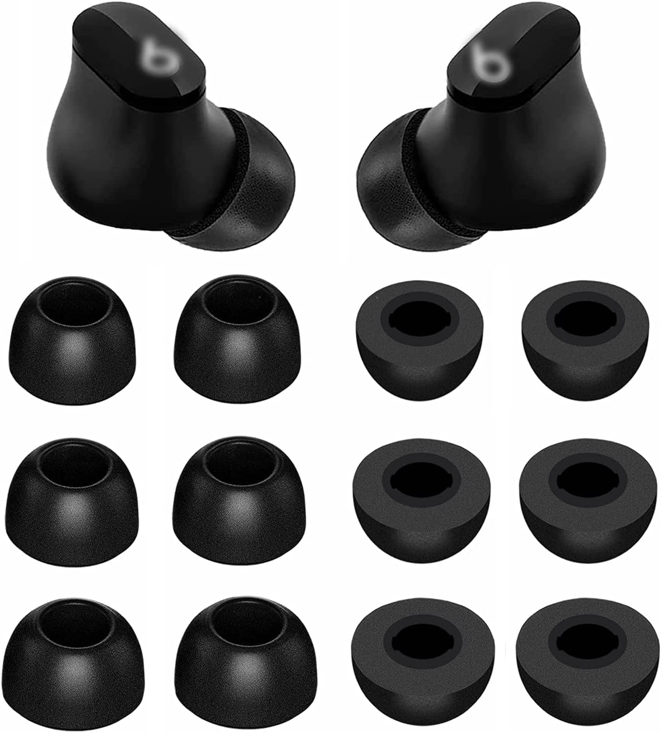 ALXCD Foam Ear Tips Compatible with Beats Studio Buds, S M L 3 Sizes 6 Pairs Soft Memory Foam Earbuds Tips Eartips, Compatible with Beats Studio Buds, 6 Pairs, Black