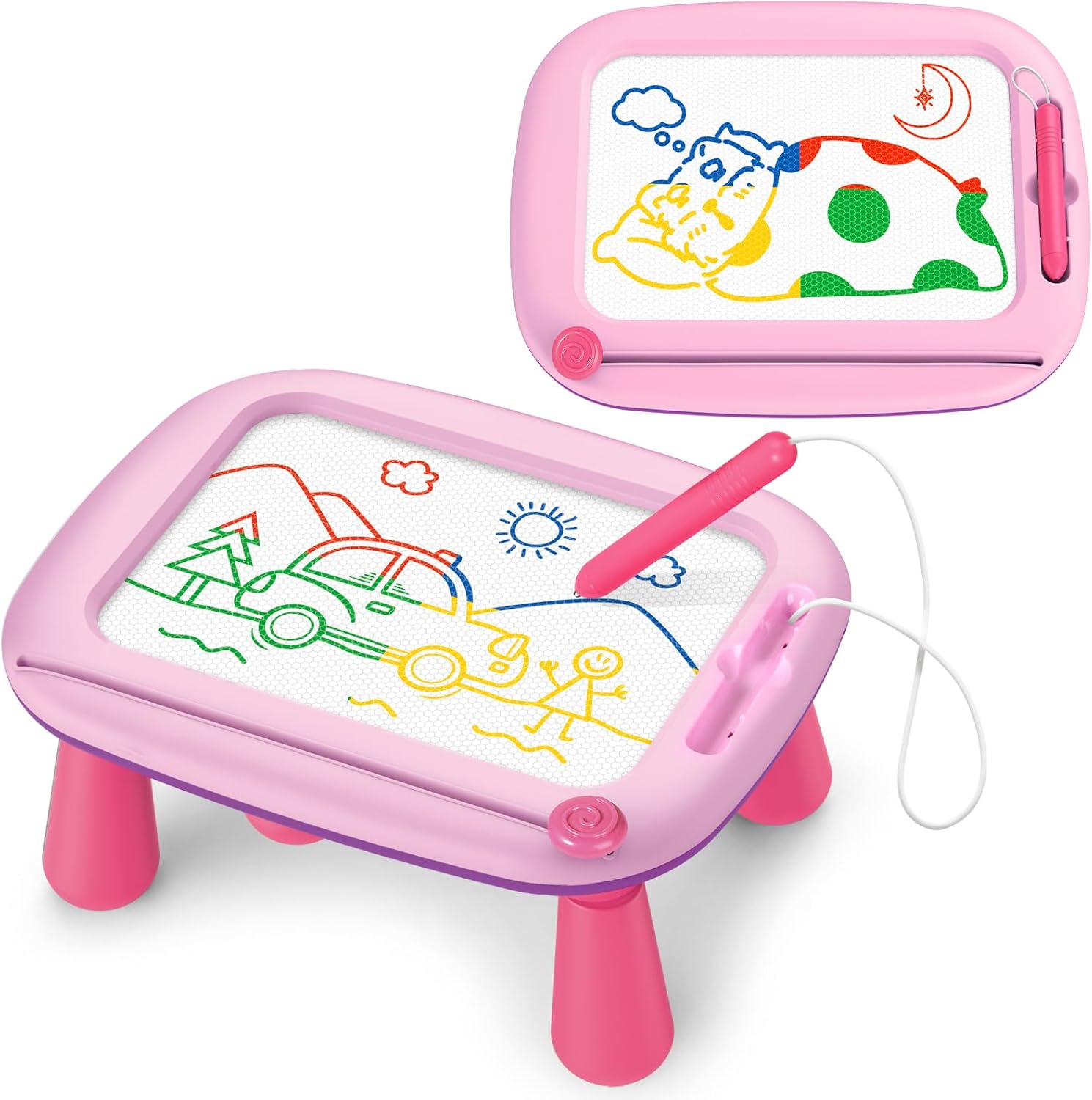 Toddlers Toys Magnetic Drawing Board,Pink Magnetic Doodle Board Toddler Girl Toys,Writing Painting Magnet Doodle Pad Early Educational Learning Toy for 3 4 5 Year Old Kids Girls Birthday Gift