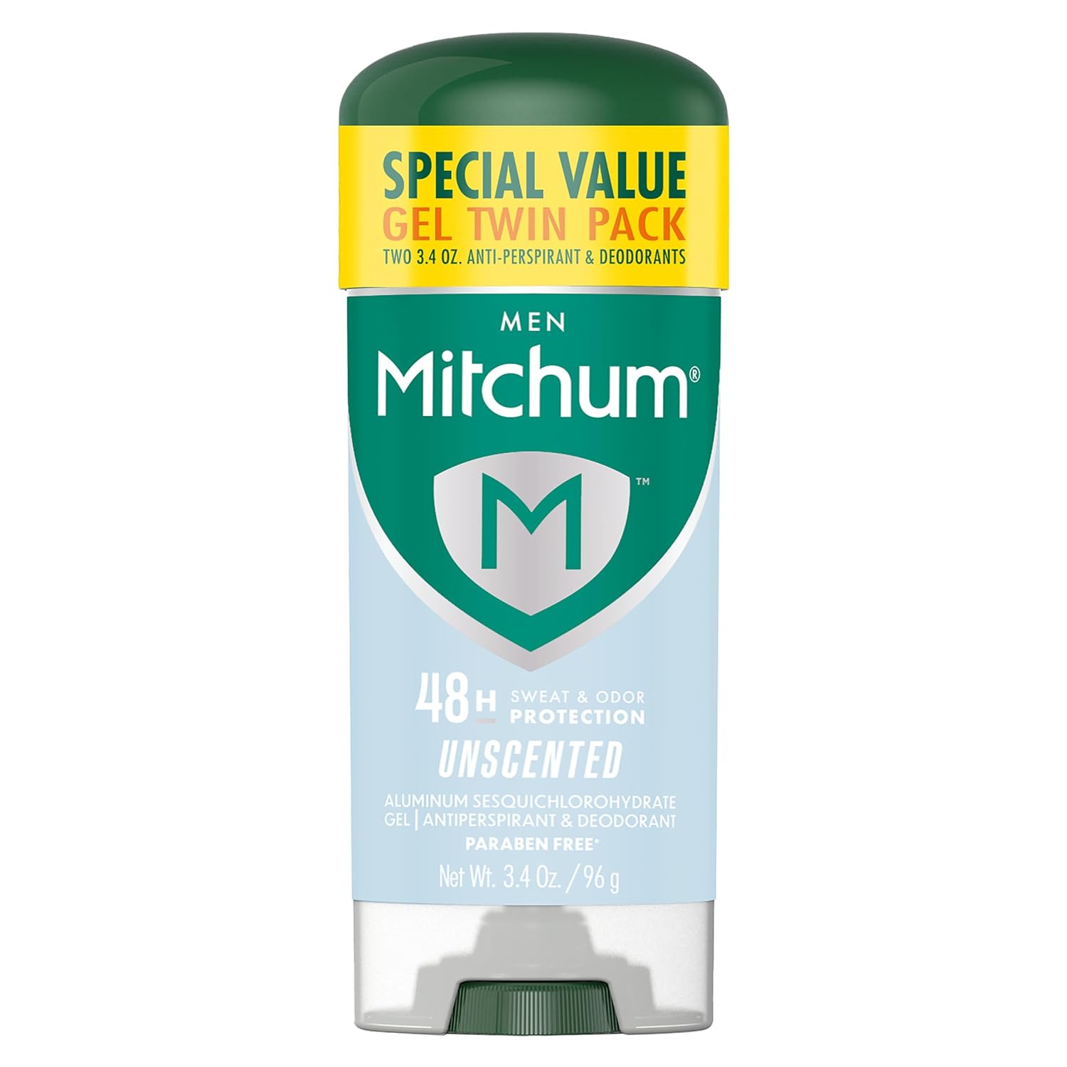 Mitchum Men’s Triple Odor Protection Antiperspirant & Deodorant Gel, Unscented, 48HR Protection, 2 pack