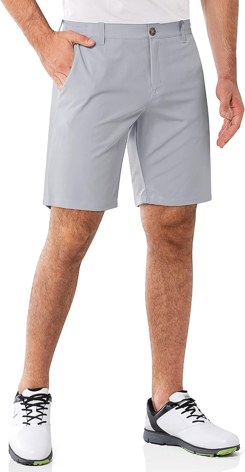 33,000ft Men's Golf Shorts 9" Dry Fit Stretch Golf Short UPF 50+ Lightweight Flat Front 4-Way Stretch Bermuda Shorts Breathable Shorts with 4 Pockets and Tee Holders