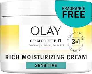 Olay Complete+ Rich Moisturizing Cream Fragrance-Free, 8.5 OZ, 3-in-1 Hydrating Face Cream for Dry Skin with Vitamin B3, Vitamin E, and Ceramides