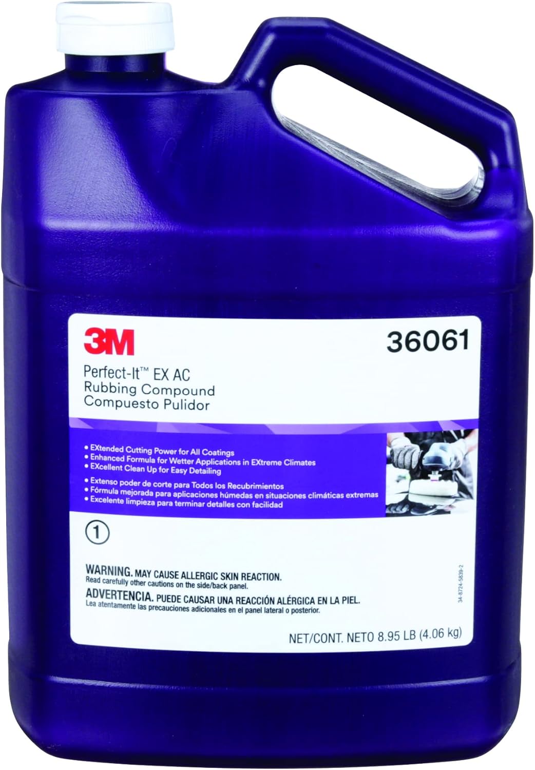 Perfect-It 3M EX AC Rubbing Compound, 36061, Fast Cutting, High Performing, 1 gal (8.95 lb)