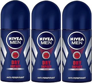 Nivea for Men Dry Impact Antiperspirant Deodorant Roll-on 50ml (3 Pack)