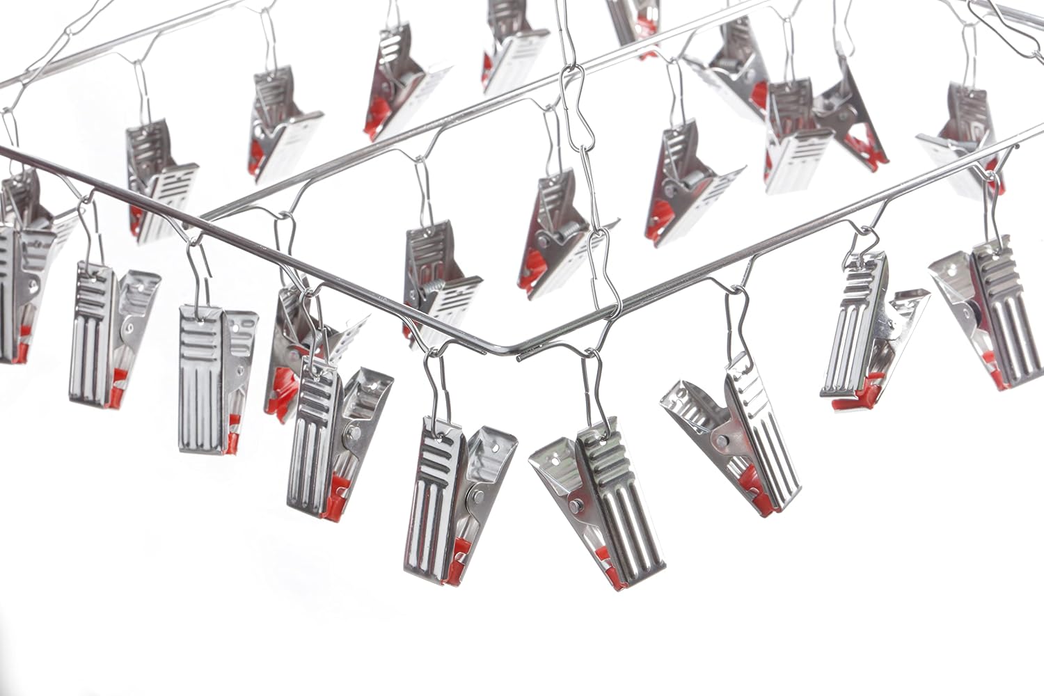 WEWEL® Deluxe Square Stainless Steel Clothes Drying Hanger - Oreo Clips Heavy Quality Rust Free Pegs for Diapers, Hosiery, Socks, Undergarments, and Infant Clothes: 25 pc
