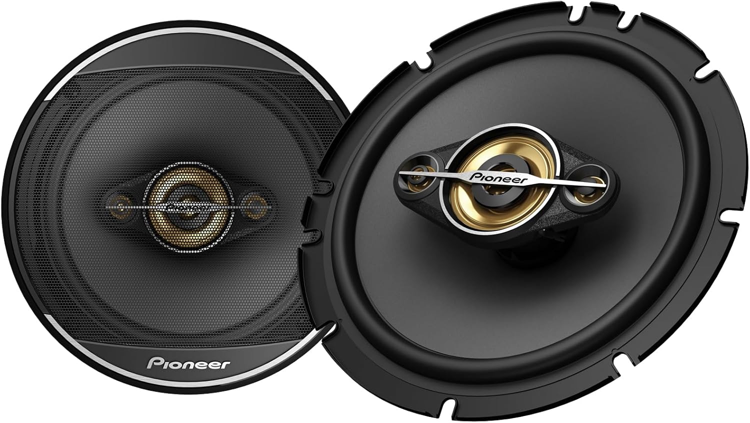 PIONEER A-Series Plus TS-A1681F 6.5” 4-Way Speakers (Pair) – 350W Max, Balanced Sound + Smooth Treble, Enhanced Bass, Ideal Factory Upgrade, Installation Adaptors Included