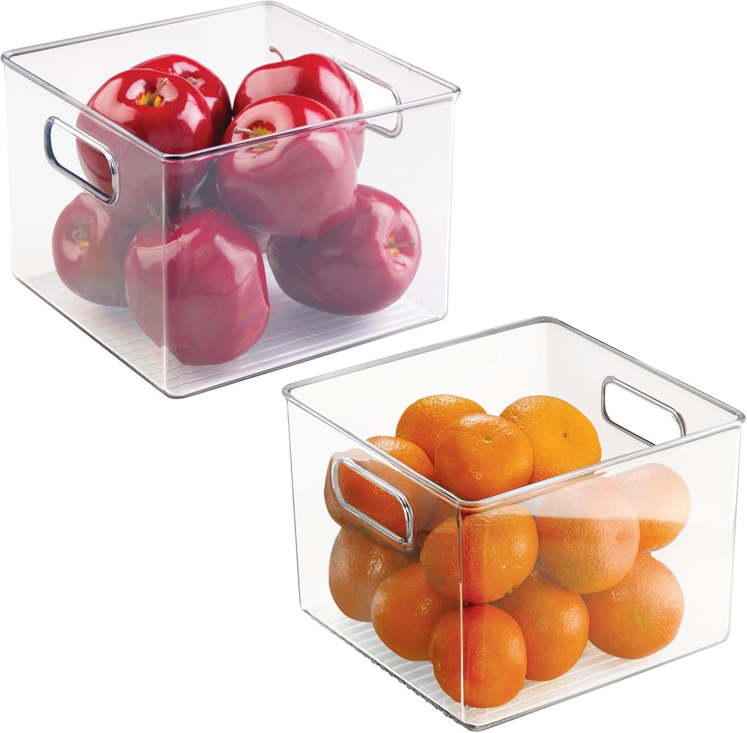 iDesign Pantry Storage Bin with Handles for Kitchen Cabinets or Fridge - Set of 2 - Clear - Made in USA