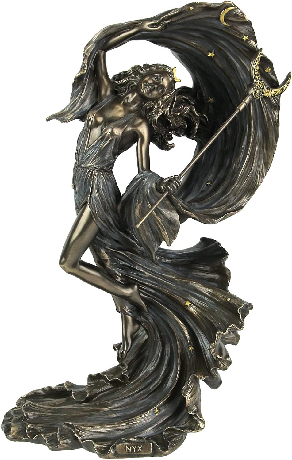 Veronese Design 10 7/8" Tall Nyx Greek Primordial Goddess of The Night Cold Cast Bronzed Resin Sculpture Wiccan Figurine
