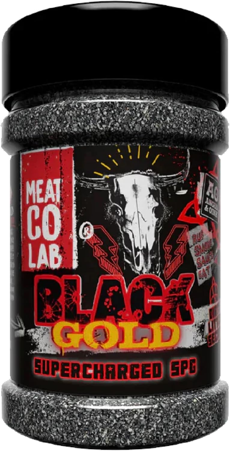 Angus & Oink | Black Gold Supercharged SPG BBQ Rub | Insane Beef Flavour & Umami Boost | Gluten-Free | Perfect for Grilling & Smoking | 200g
