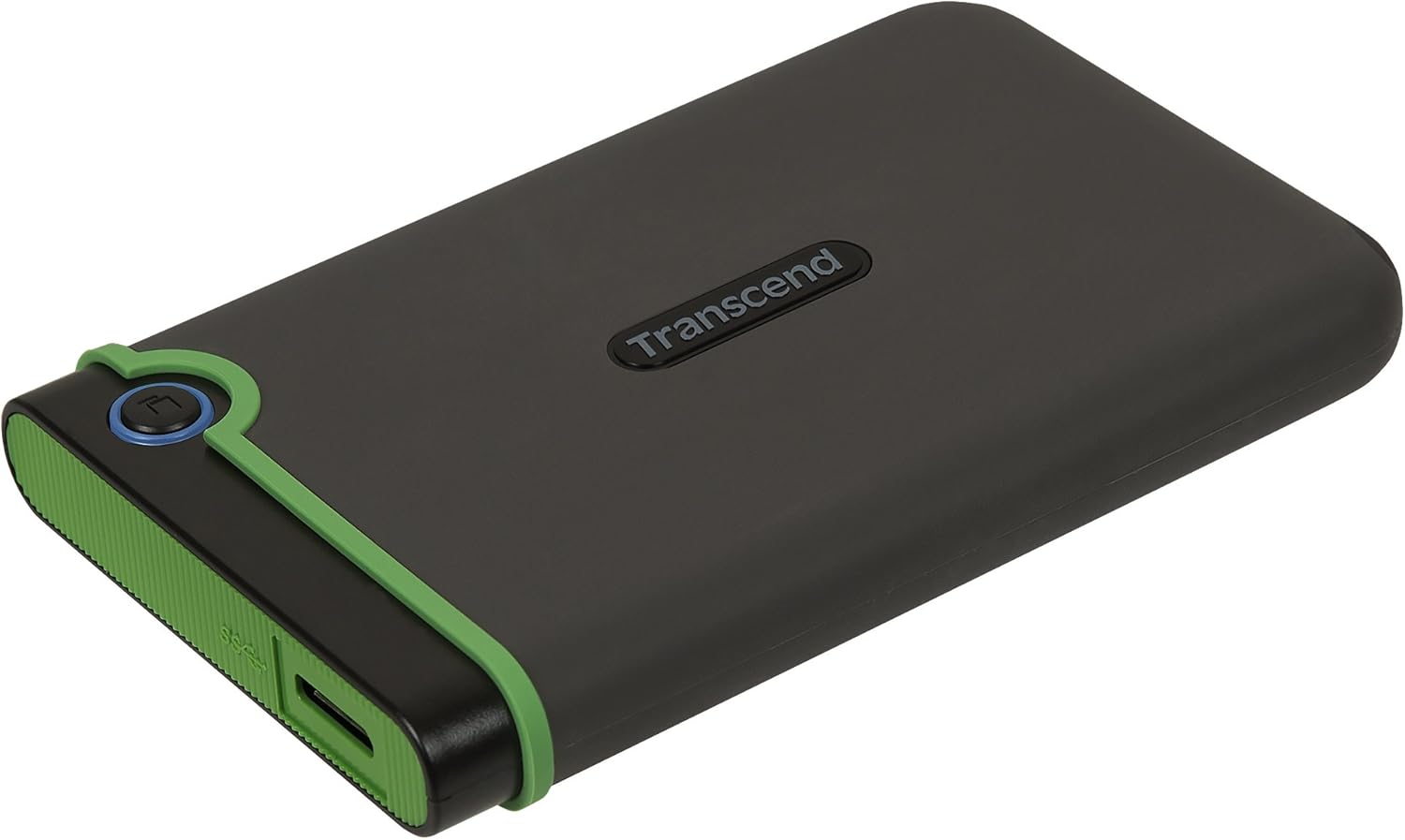 Transcend 2TB StoreJet 25M3 USB 3.1 Portable Hard Drive Rugged, Anti-Shock Resistant, Compact and Lightweight with Lightning-Fast Speeds and a One Touch Backup Button Iron Grey -TS2TSJ25M3