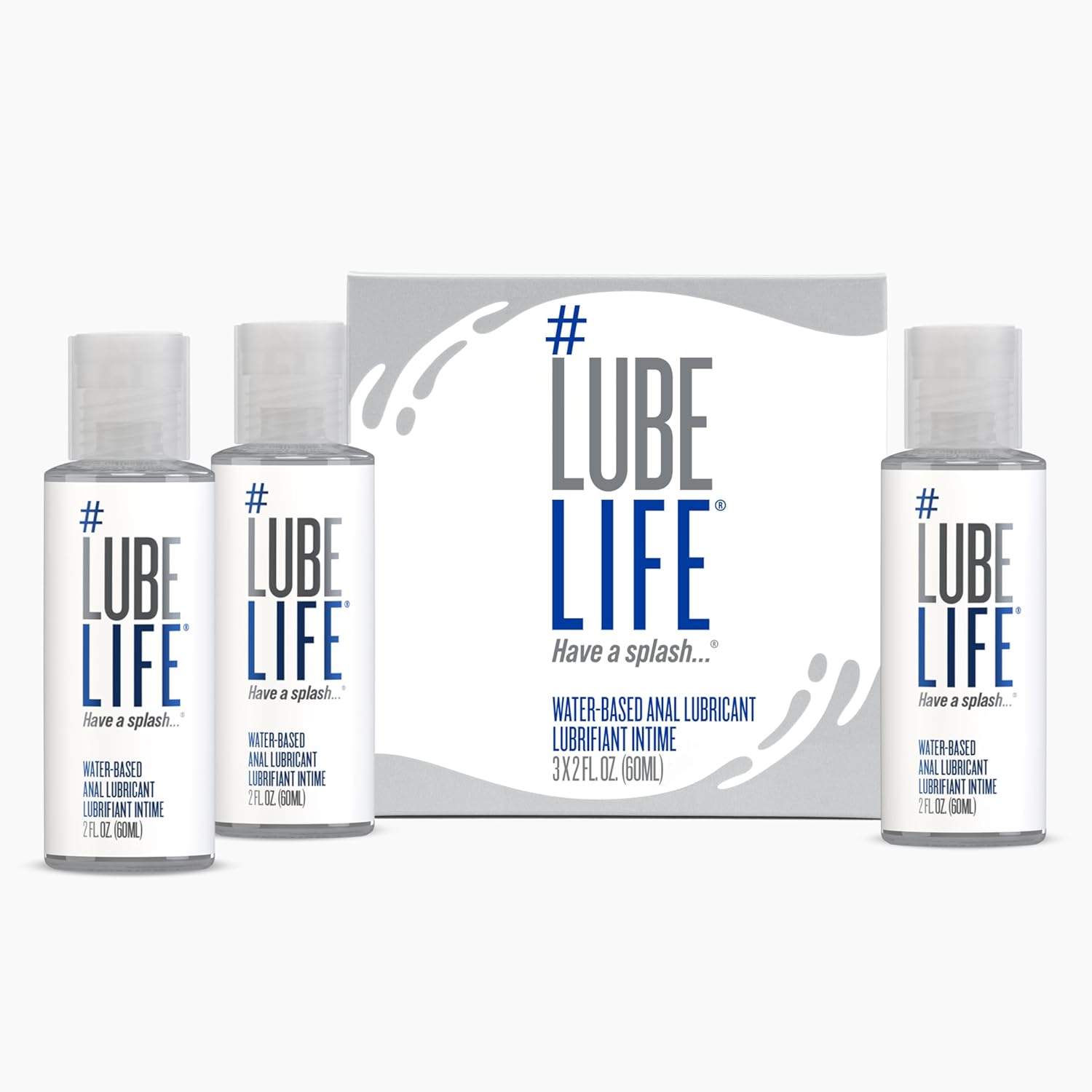 #LubeLife Water-Based Anal Personal Lubricant Travel Pack, 3 x 2 Fl Oz Anal Lube for Men, Women and Couples, Non-Staining
