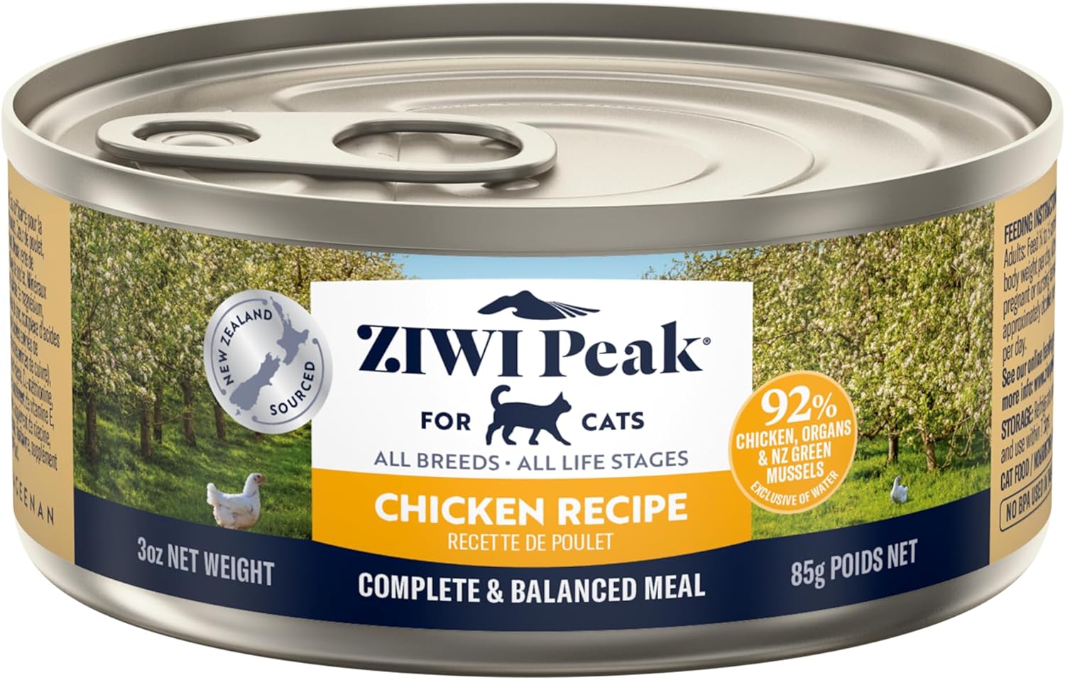 ZIWI Peak Grain Free Cat Food Tins - All Natural High Protein Pate - New Zealand Free Range Chicken Recipe - 24 x 85g Multipack